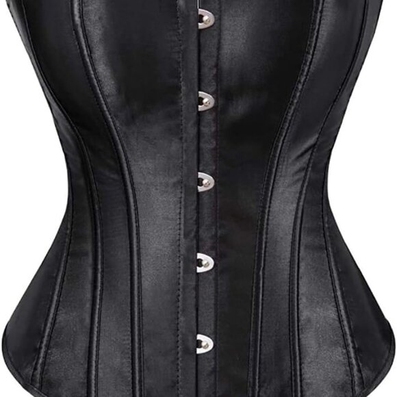 Women's Bustier Corset Top Plus Size Satin Waist Cincher Overbust Bustiers - Picture 1 of 4